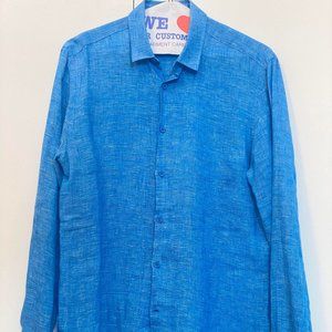 Orlebar Brown Giles Men's Medium Linen Long Sleeve Button Down Shirt